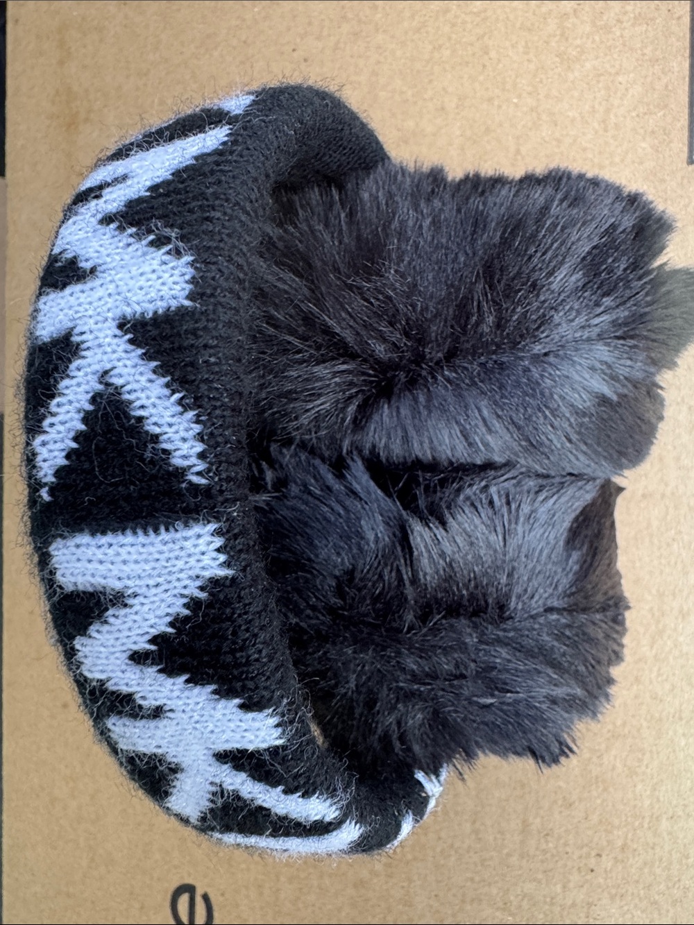 Michael Kors Black and White Faux Fur Earmuffs